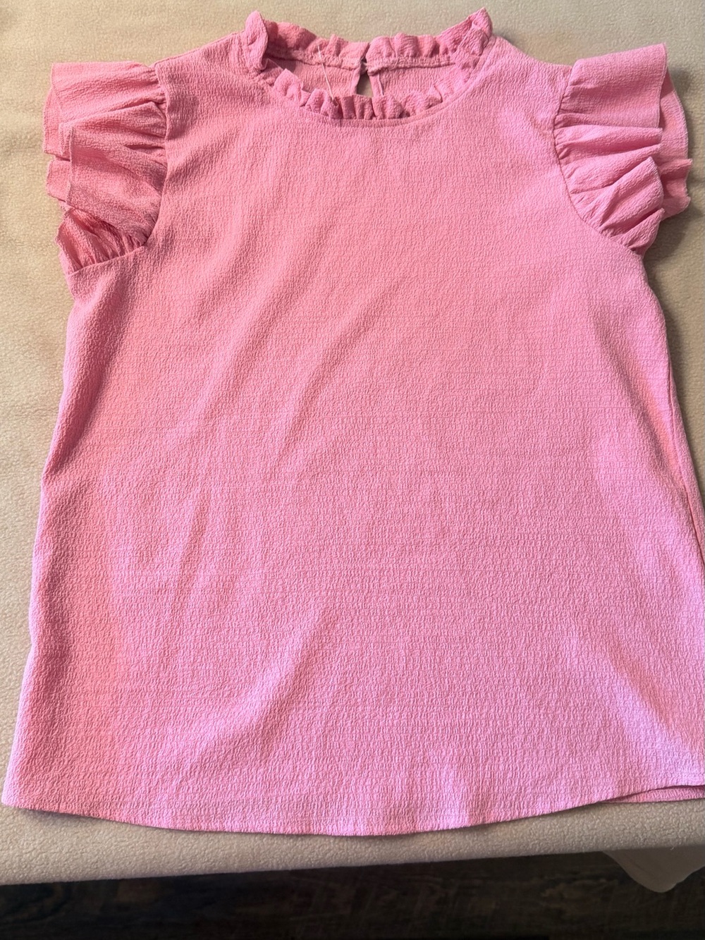 SHEIN Pink Ruffle Sleeve Blouse